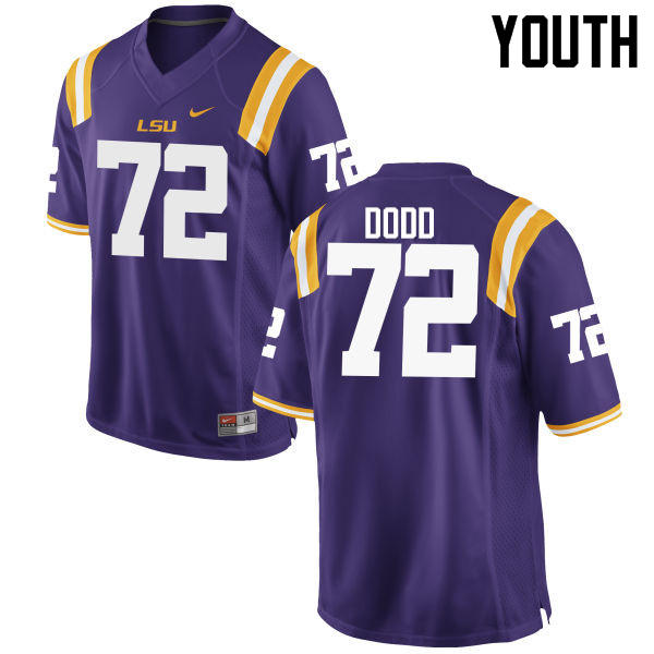 Youth LSU Tigers #72 Andy Dodd College Football Jerseys Game-Purple